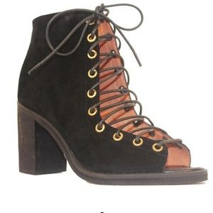 JEFFREY CAMPBELL BLACK SUEDE CORSET BOOTIE 9.5